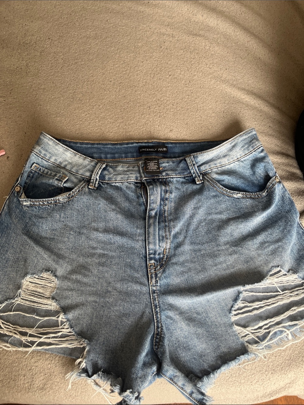 Sincerly Jules Women's Light Blue Distressed Denim Shorts